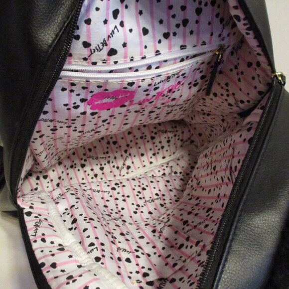 Betsey Johnson Woman Medium 17x15x5 Black White Pink Panda Hooded Backpack main image 5